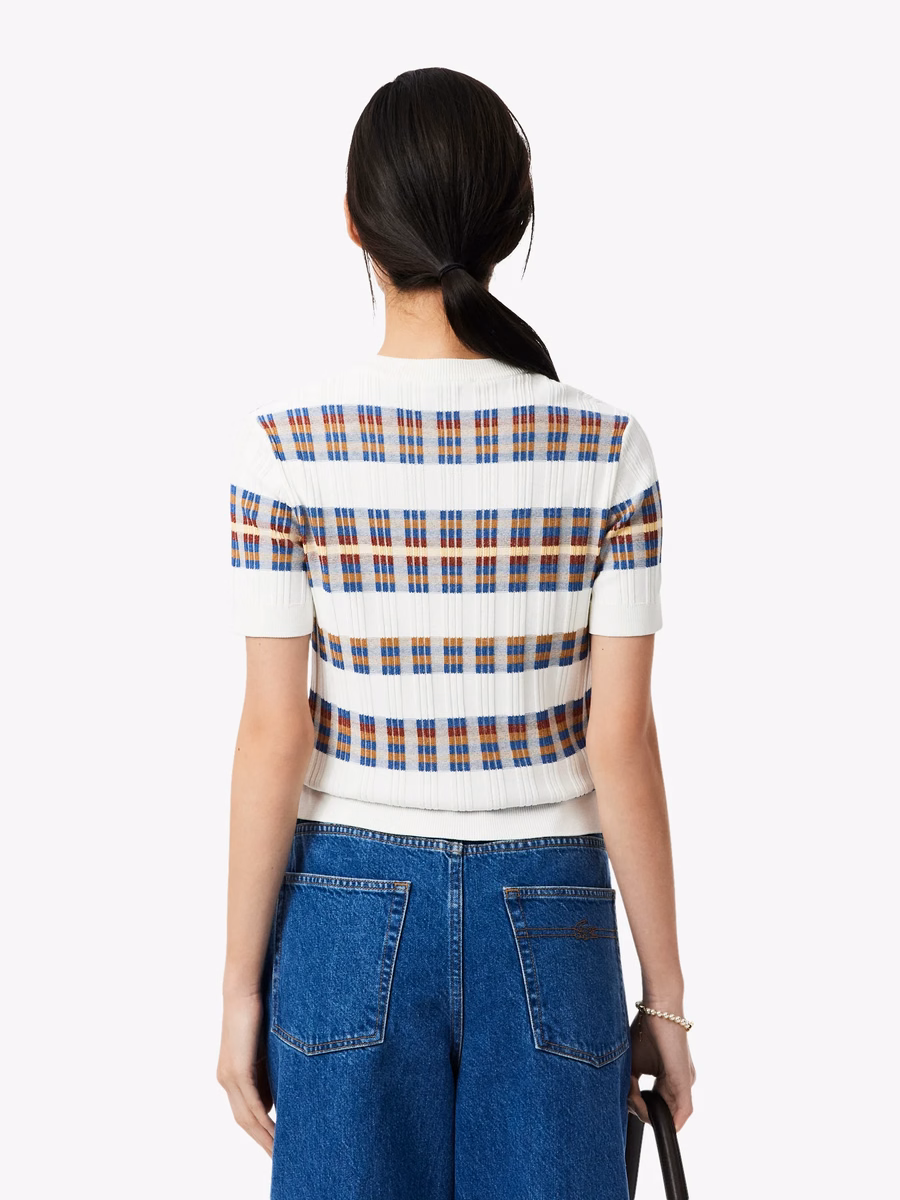 Maglione a maniche corte in maglia a coste