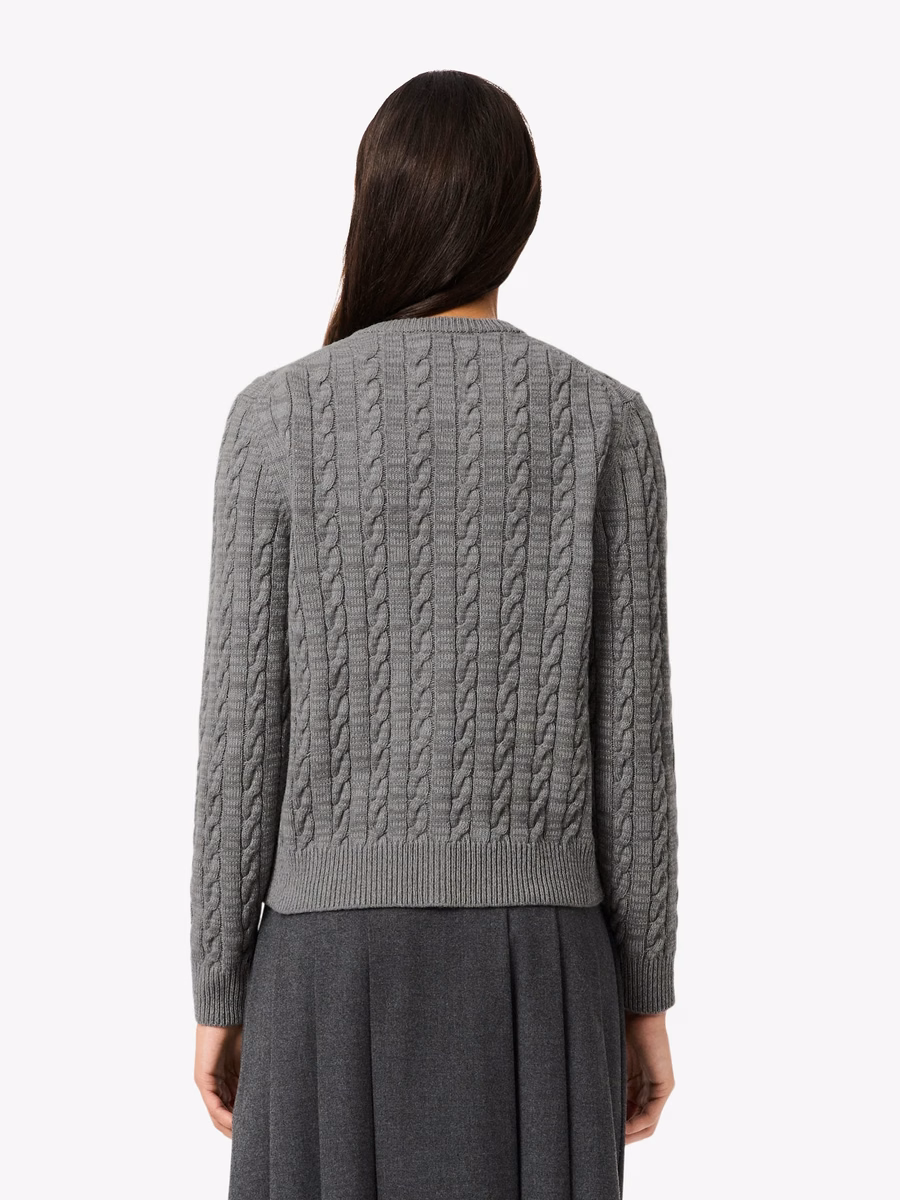 Cardigan in Maglia a Cavo di Cotone e Lana