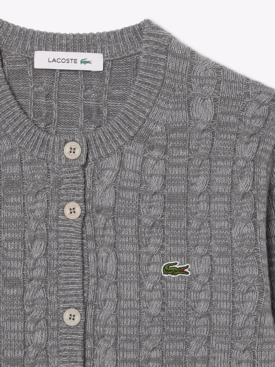 Cardigan in Maglia a Cavo di Cotone e Lana