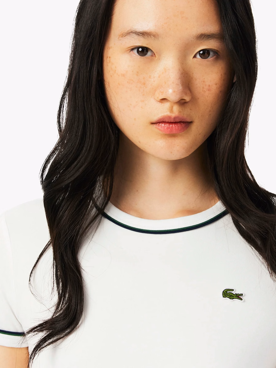 T-shirt in Jersey con Rifiniture a Contrasto