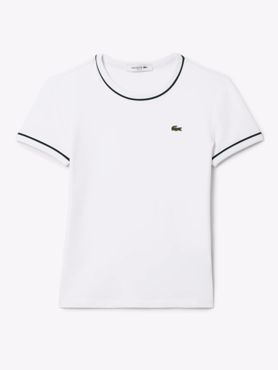 T-shirt in Jersey con Rifiniture a Contrasto