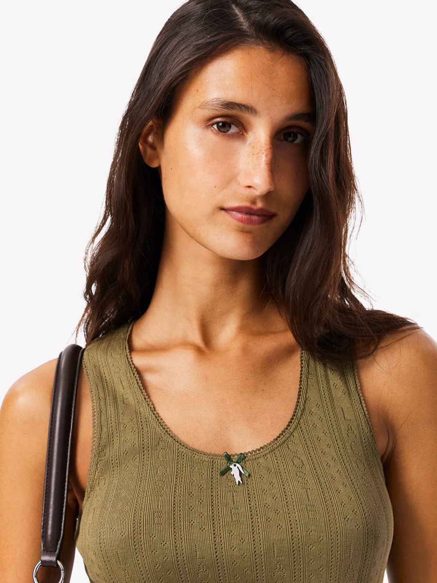 Top in cotone a punto smock slim fit